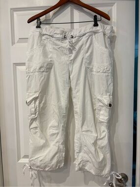 Nola White Cropped Cargo Drawstring Pants